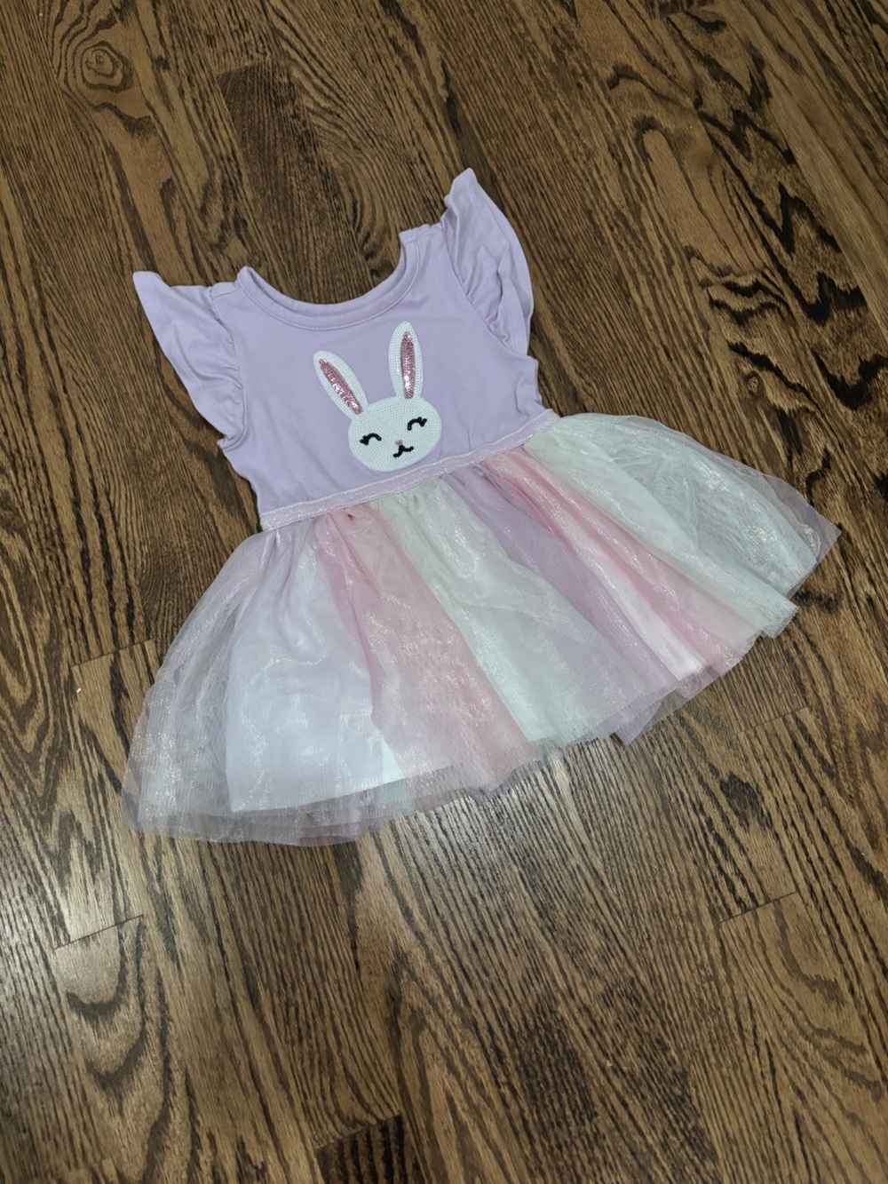 Cat & Jack Lavender Bunny Appliqué Dress with White Accent